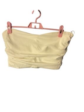 Zara White Ruched Strapless Bandeau